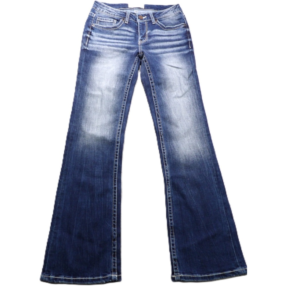 BKE Stella Bootcut Jeans Women W25 L29.5 Low Rise Stretch Medium Wash Fade Flare